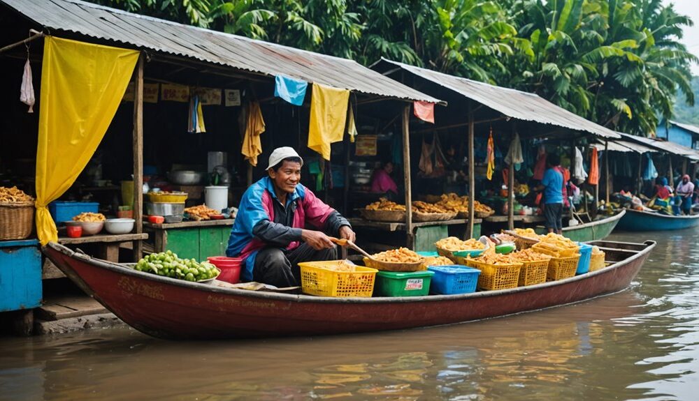 residents selling snacks during flood