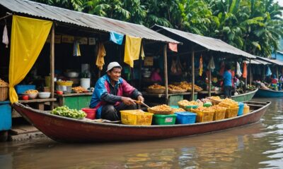 residents selling snacks during flood