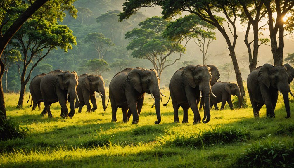 wild elephants on route